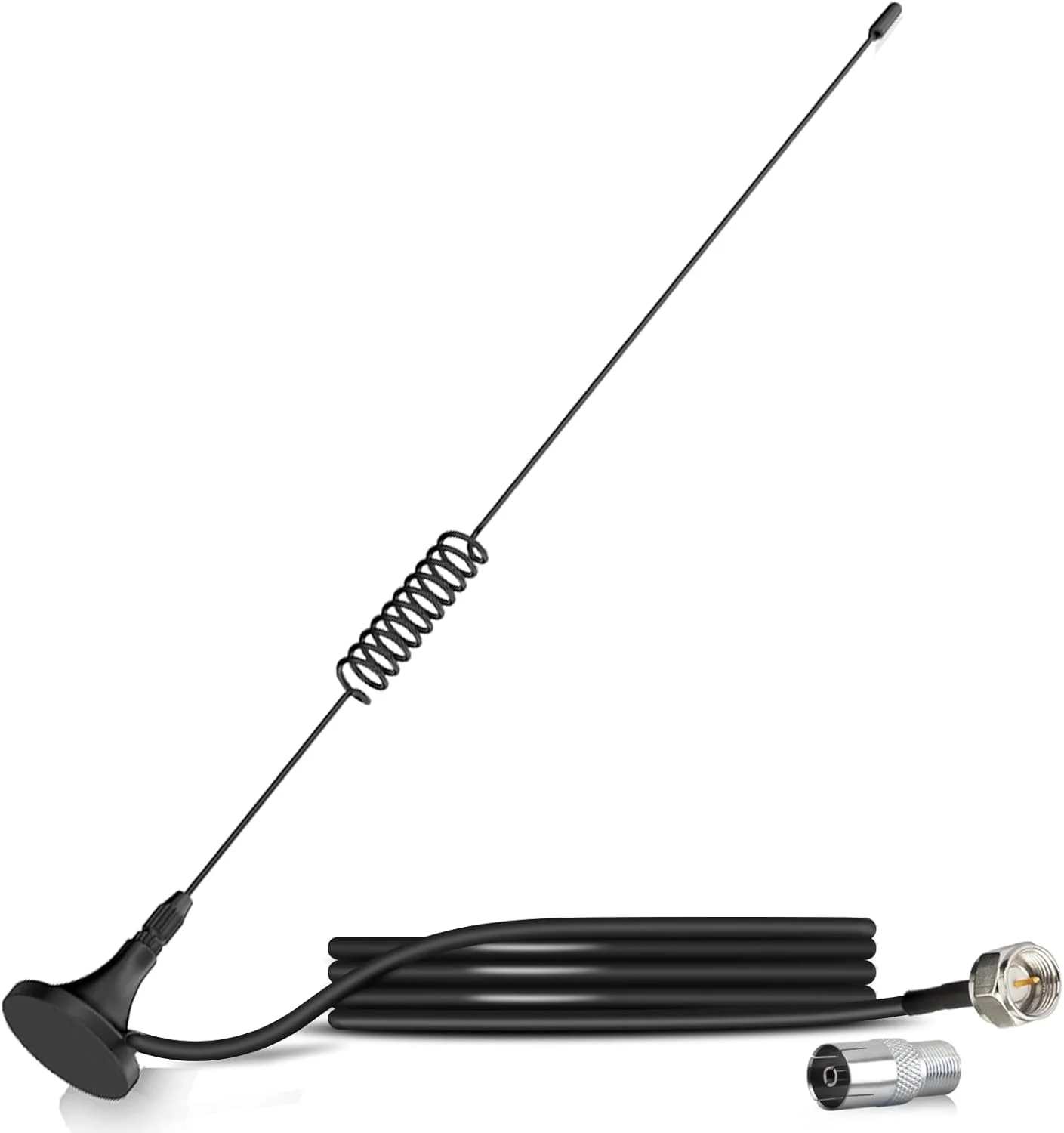 آنتن رادیویی FM بینگفو، آداپتور 75 اهم FM، آنتن FM با پایه مغناطیسی به همراه کابل افزایش طول 2 متری، 2 عدد مناسب برای رادیو استریو خانگی YAMAHA JVC SONY BOSE