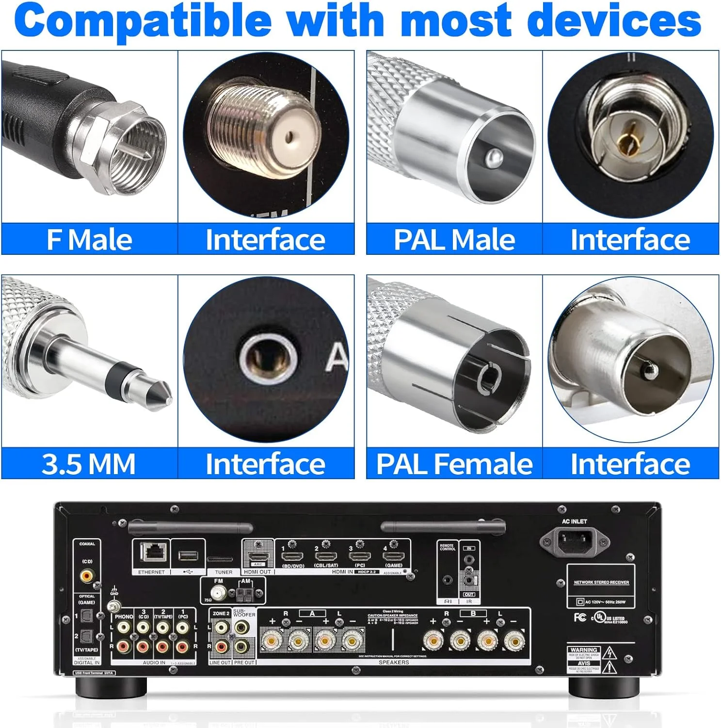 آنتن رادیویی FM تلسکوپی با پایه مغناطیسی قوی Bingfu برای رسیور استریو خانگی بلوتوث رادیو FM دیجیتال HD پایونیر، اونکیو، یاماها، مارانتز، شروود، تیونر سینمای خانگی صوتی و تصویری AV