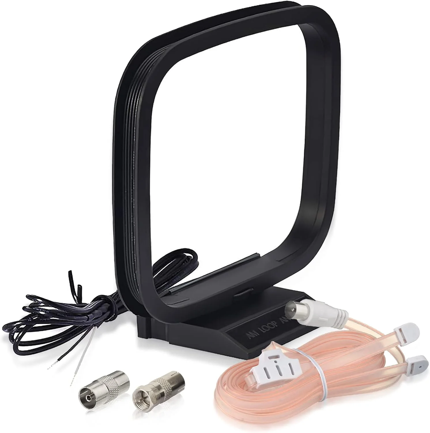 آنتن FM بینگفو 75 اهم DAB رادیو دیجیتال T شکل کابل هوایی آداپتور پلاگ PAL و آنتن AM 2 سیم لخت حلقه ای برای رادیو تیونر استریو رومیزی خانگی