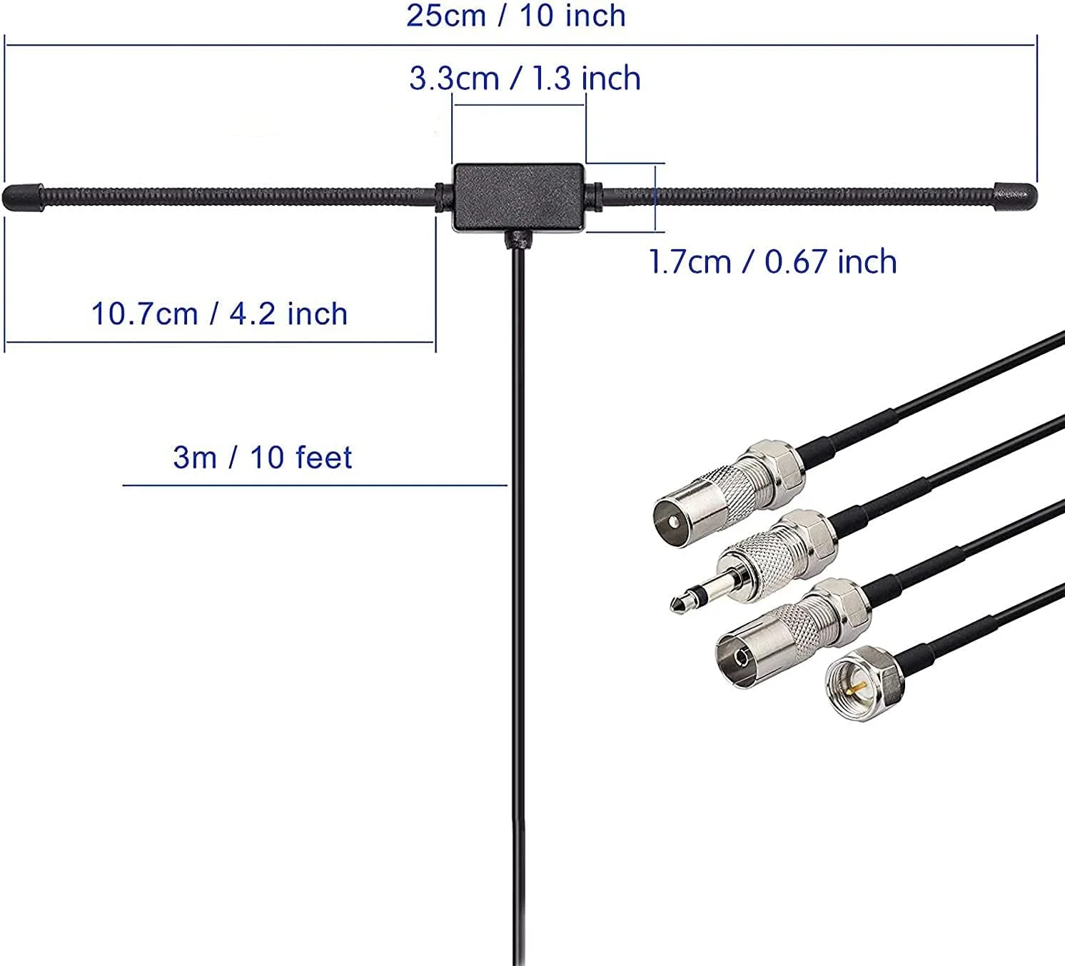 آنتن رادیویی بینگفو DAB FM، آنتن دوقطبی FM با کابل افزایش طول 3 متری برای سیستم صوتی موجی Bose داخلی، رادیو DAB، گیرنده استریو خانگی، گیرنده صوتی و تصویری AV، سینمای خانگی