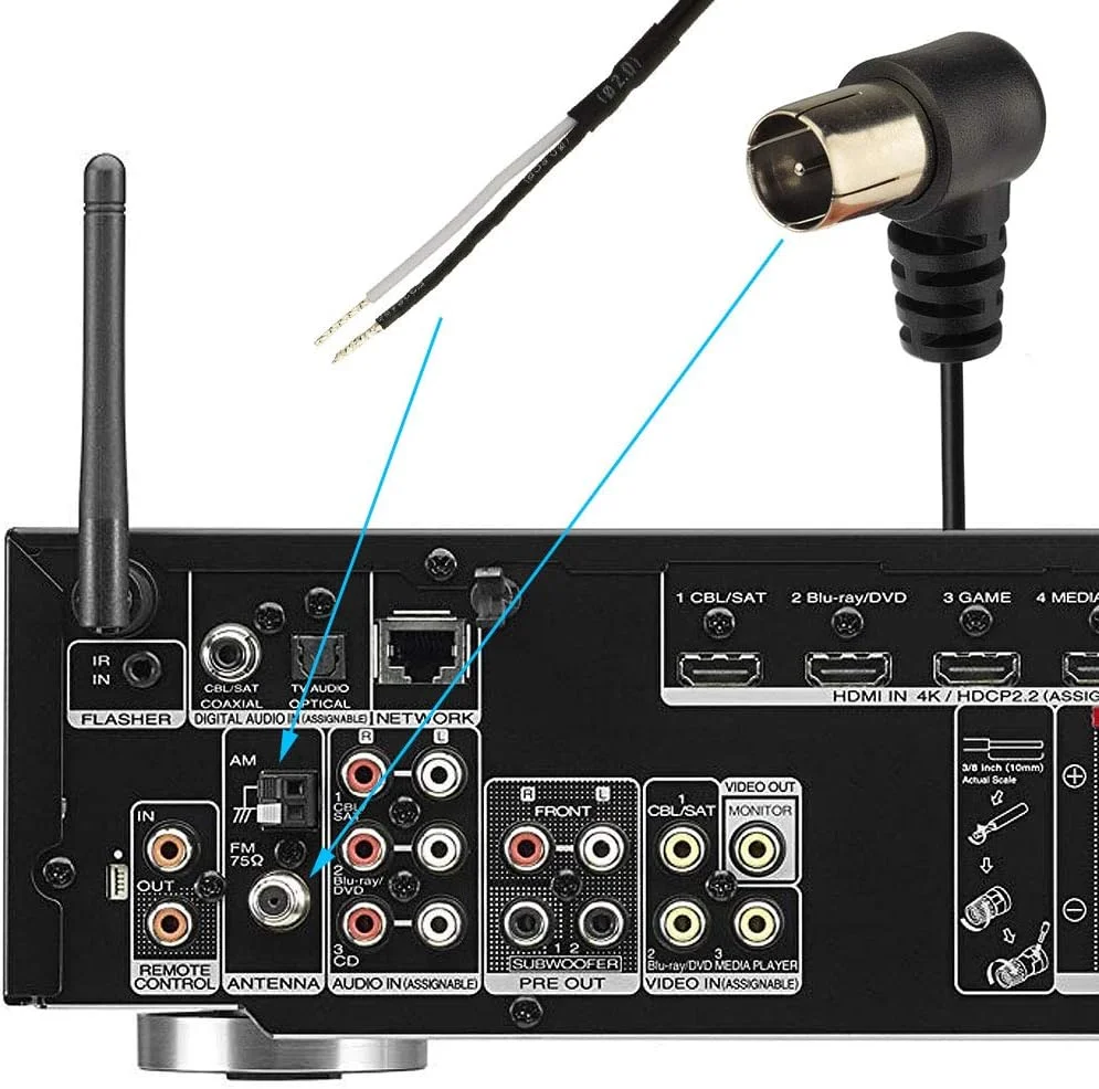 آنتن FM 75 اهم و آنتن حلقه AM Bingfu برای گیرنده استریو خانگی بلوتوث رادیویی HD داخلی Pioneer Onkyo Yamaha Marantz گیرنده صوتی و تصویری AV سینمای خانگی