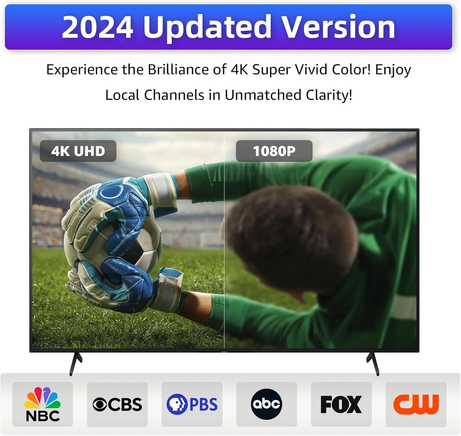 آنتن تلویزیون داخلی Bigefeixu - پایه مغناطیسی قوی برای نصب آسان، آنتن تلویزیون با برد بلند برای کانال های محلی، پشتیبانی از تلویزیون هوشمند 4K 1080P - کابل کواکسیال 5 متری