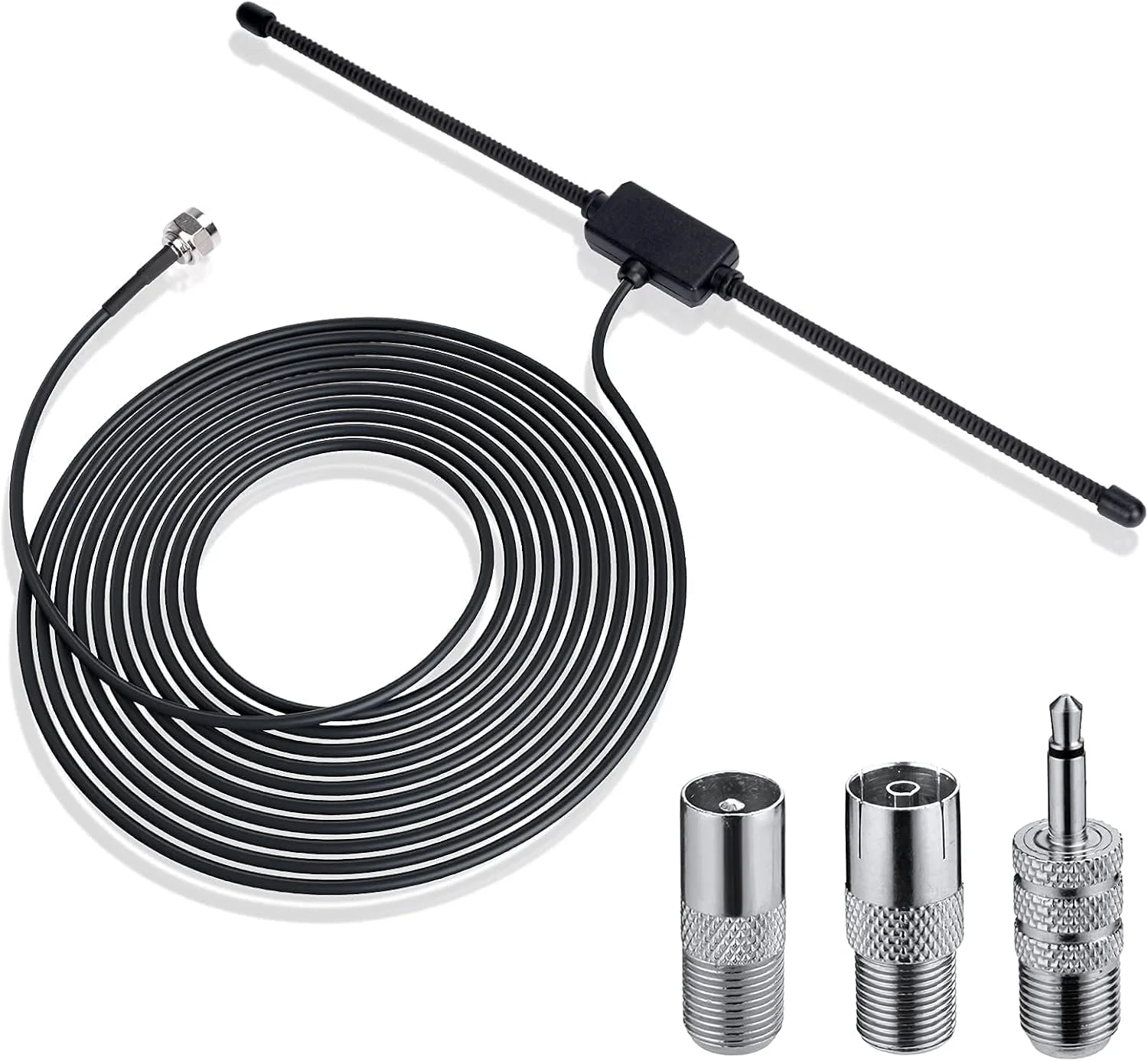 آنتن رادیویی FM DAB آزون، آنتن دوقطبی 75 اهم با پلاگ نوع F، کابل افزایش طول 3 متری، کیت آنتن گیرنده استریو داخلی با اتصالات جهانی برای سیستم موسیقی خانگی، تلویزیون، گیرنده صوتی AV