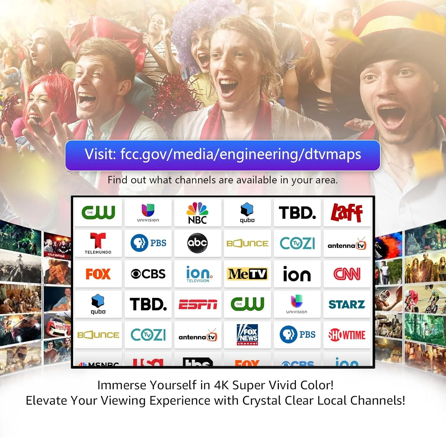 آنتن تلویزیون داخلی Bigefeixu - پایه مغناطیسی قوی برای نصب آسان، آنتن تلویزیون با برد بلند برای کانال های محلی، پشتیبانی از تلویزیون هوشمند 4K 1080P - کابل کواکسیال 5 متری