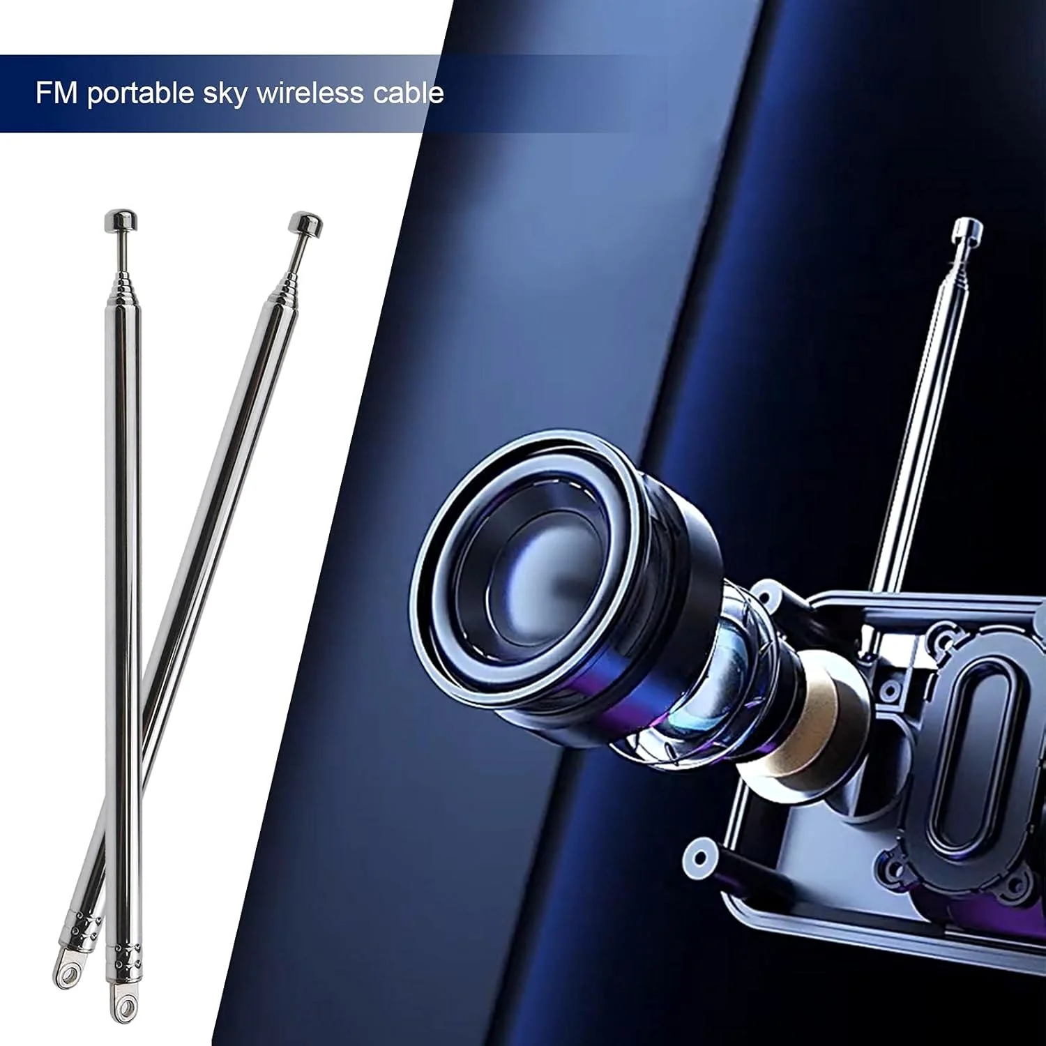 آنتن تلسکوپی 7 قسمتی Be In Your Mind، دو عدد، 145-740 میلی متر، قطر 8 میلی متر، آنتن جایگزین Dab FM برای رادیو تلویزیون سیستم بی سیم VHF/UHF