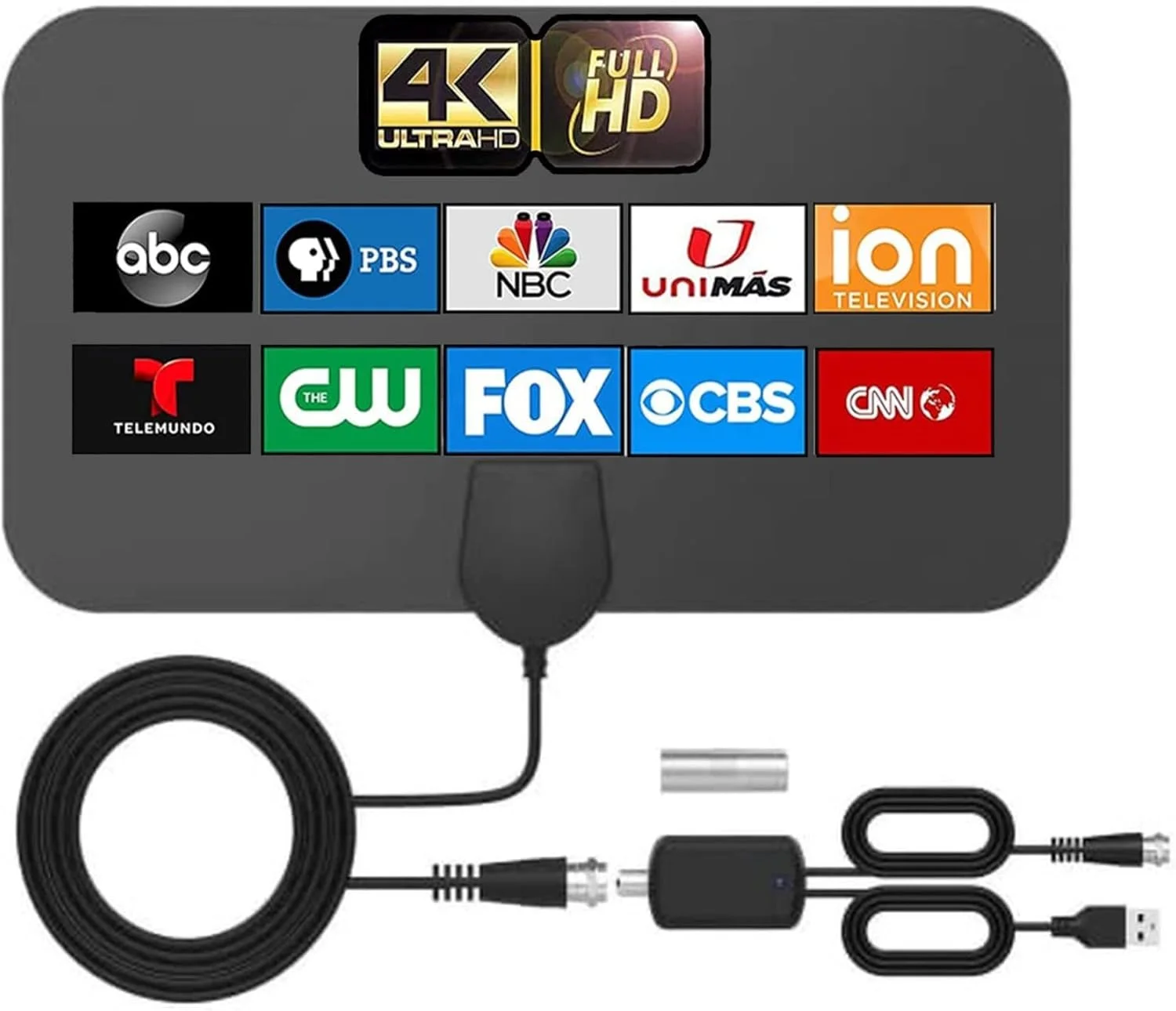 آنتن تلویزیون AUTERCO با برد 3600 مایل - آنتن دیجیتال HD 4K داخلی برای تلویزیون هوشمند، آنتن داخلی، تقویت کننده سیگنال تلویزیون، آنتن DVB-T2 HDTV برای کانال های محلی پخش تلویزیونی CBS DTT (B)