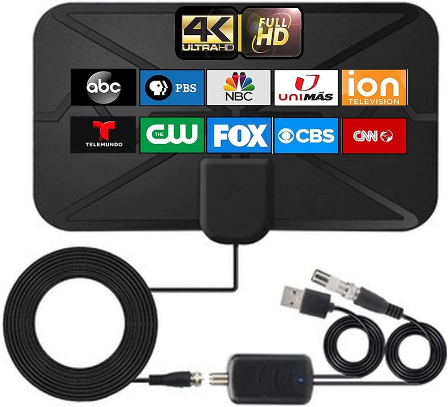 آنتن تلویزیون AUTERCO با برد 3600 مایل - آنتن دیجیتال 4K HD TV داخلی برای تلویزیون هوشمند، آنتن داخلی، تقویت کننده سیگنال تلویزیون، آنتن DVB-T2 HDTV برای کانال های محلی پخش تلویزیونی CBS DTT (A)