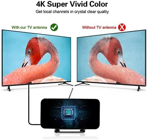 آنتن تلویزیون دیجیتال HD داخلی AVNICUD - برد بلند 350 مایل با تقویت کننده داخلی، کابل کواکسیال بلند 32.8 فوتی، پشتیبانی از تمام تلویزیون ها، برای کانال های محلی رایگان 4K HD 1080P VHF UHF