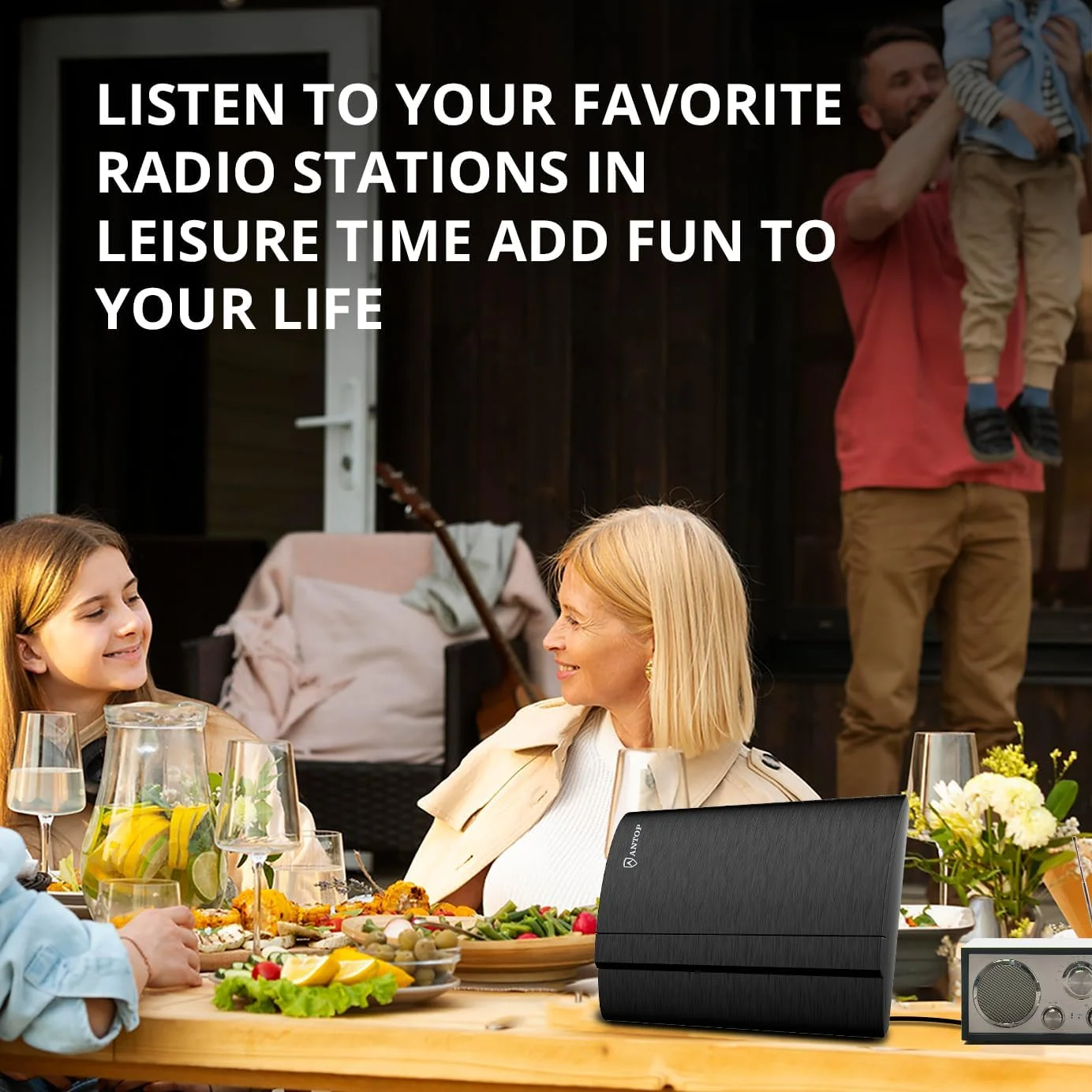 آنتن FM آنتوپ، آنتن رادیویی داخلی دیجیتال AM/FM تقویت شده با نویز کم، مناسب برای گیرنده های استریو خانگی، 50 مایل