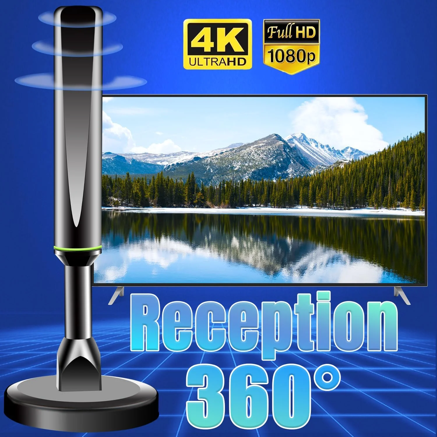 آنتن تلویزیون ATVFuture، جدیدترین آنتن تلویزیون 2024 برای تلویزیون هوشمند داخلی با پایه مغناطیسی قوی، آنتن تلویزیون با گیرندگی 360 درجه و برد بلند برای کانال های محلی، آنتن با نصب آسان برای تلویزیون بدون کابل (مشکی)