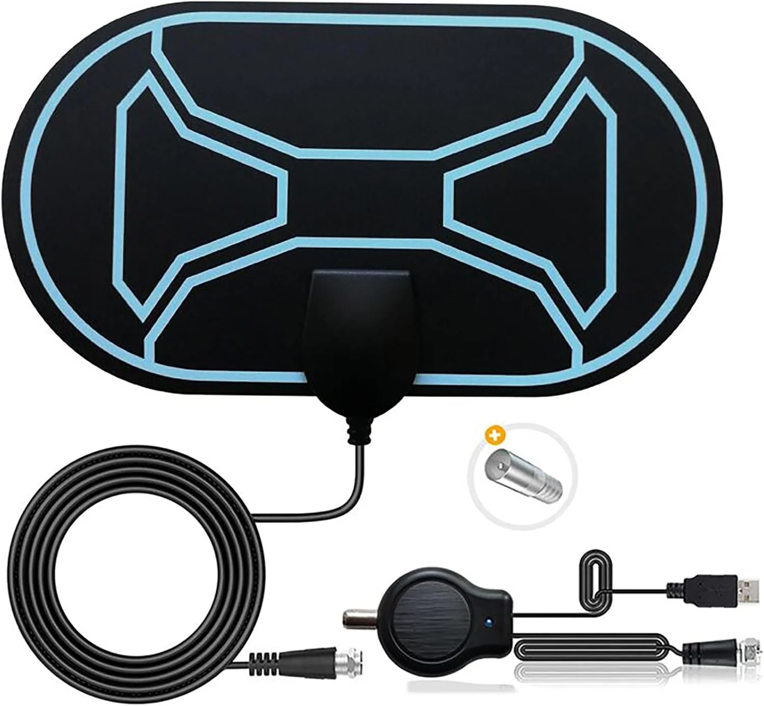 آنتن تلویزیون داخلی AQSQWQ، آنتن دیجیتال HDTV با تقویت کننده و کابل کواکسیال، برای کانال های تلویزیونی 1080P 4K رایگان DTMB VHF UHF DVB-T2 DVB-T DTT، کابل کواکسیال 5 متری، HC10