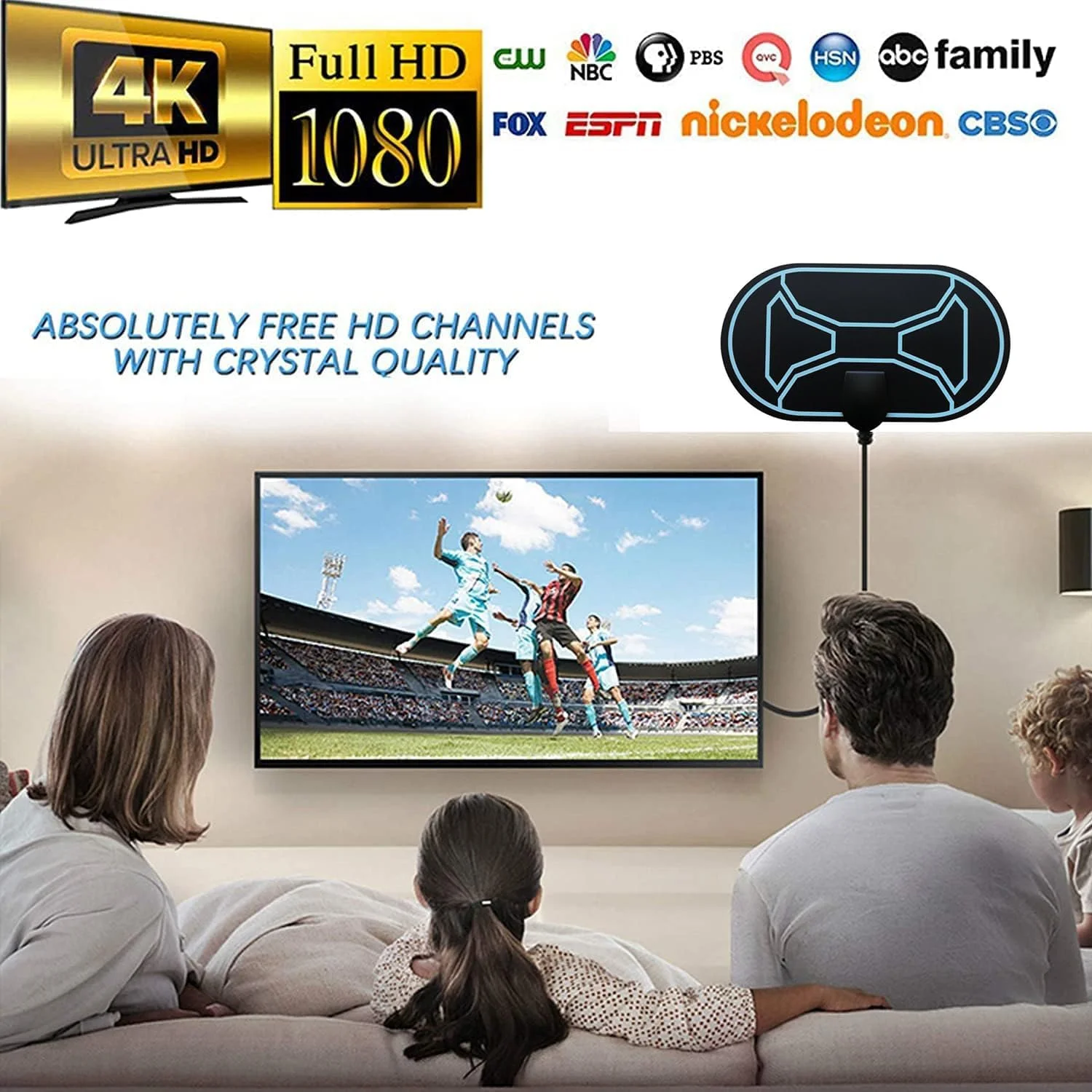 آنتن تلویزیون داخلی AQSQWQ، آنتن دیجیتال HDTV با تقویت کننده و کابل کواکسیال، برای کانال های تلویزیونی 1080P 4K رایگان DTMB VHF UHF DVB-T2 DVB-T DTT، کابل کواکسیال 5 متری، HC10