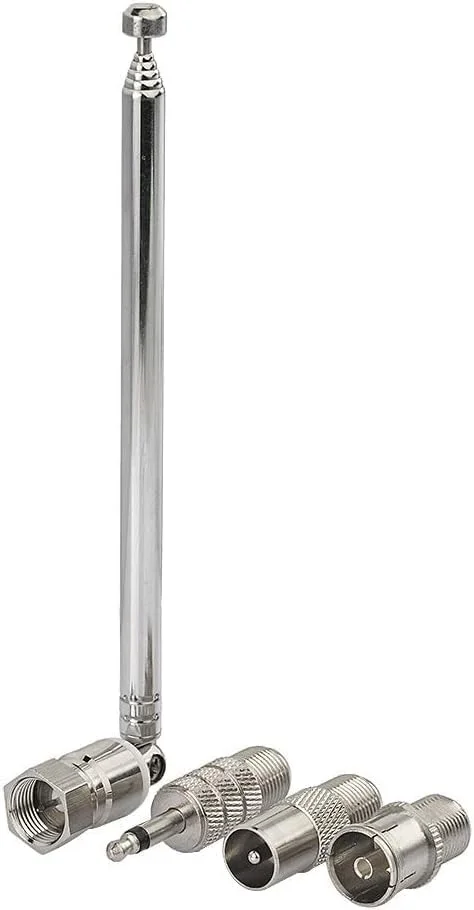 آنتن رادیو FM، آنتن تلسکوپی FM داخلی 75 اهم با کانکتور نر نوع F به همراه آداپتور برای رادیوهای رومیزی گیرنده استریو HiFi AV