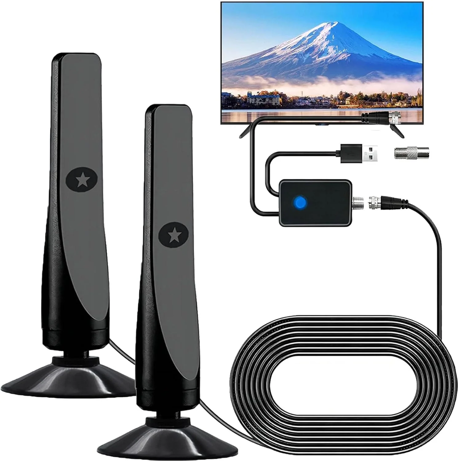 آنتن تلویزیون ویو مکس 2025، آنتن تلویزیون ویو مکس پرو 2025، دیجیتال ارتقا یافته برای تلویزیون هوشمند داخلی، گیرندگی دوربرد HD، دوشاخه مکنده، نصب آسان (2 عدد)