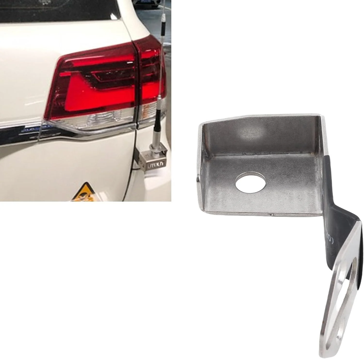 گیره پایه آنتن موبایل خودرو، نگهدارنده براکت آنتن رادیویی استیل ضد زنگ برای خودرو لندکروزر LC200، موقعیت رانندگی اصلی/کمکی (نقره ای)