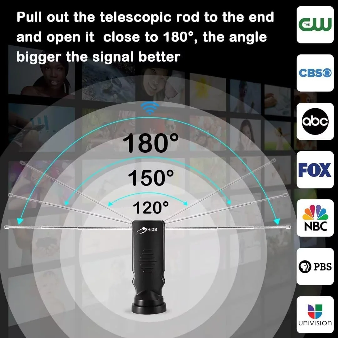 آنتن تلویزیون - آنتن تلویزیون داخلی، آنتن تلویزیون گوش خرگوشی به روز شده 2025 برای تلویزیون هوشمند داخلی، آنتن تلویزیون برای کانال های محلی، آنتن دیجیتال برای تلویزیون هوشمند داخلی، پشتیبانی از کانال های محلی تلویزیون هوشمند 4k، 1080p