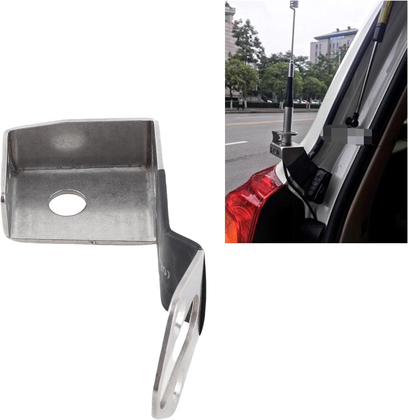 گیره پایه آنتن موبایل خودرو، نگهدارنده براکت آنتن رادیویی استیل ضد زنگ برای خودرو لندکروزر LC200، موقعیت رانندگی اصلی/کمکی (نقره ای)