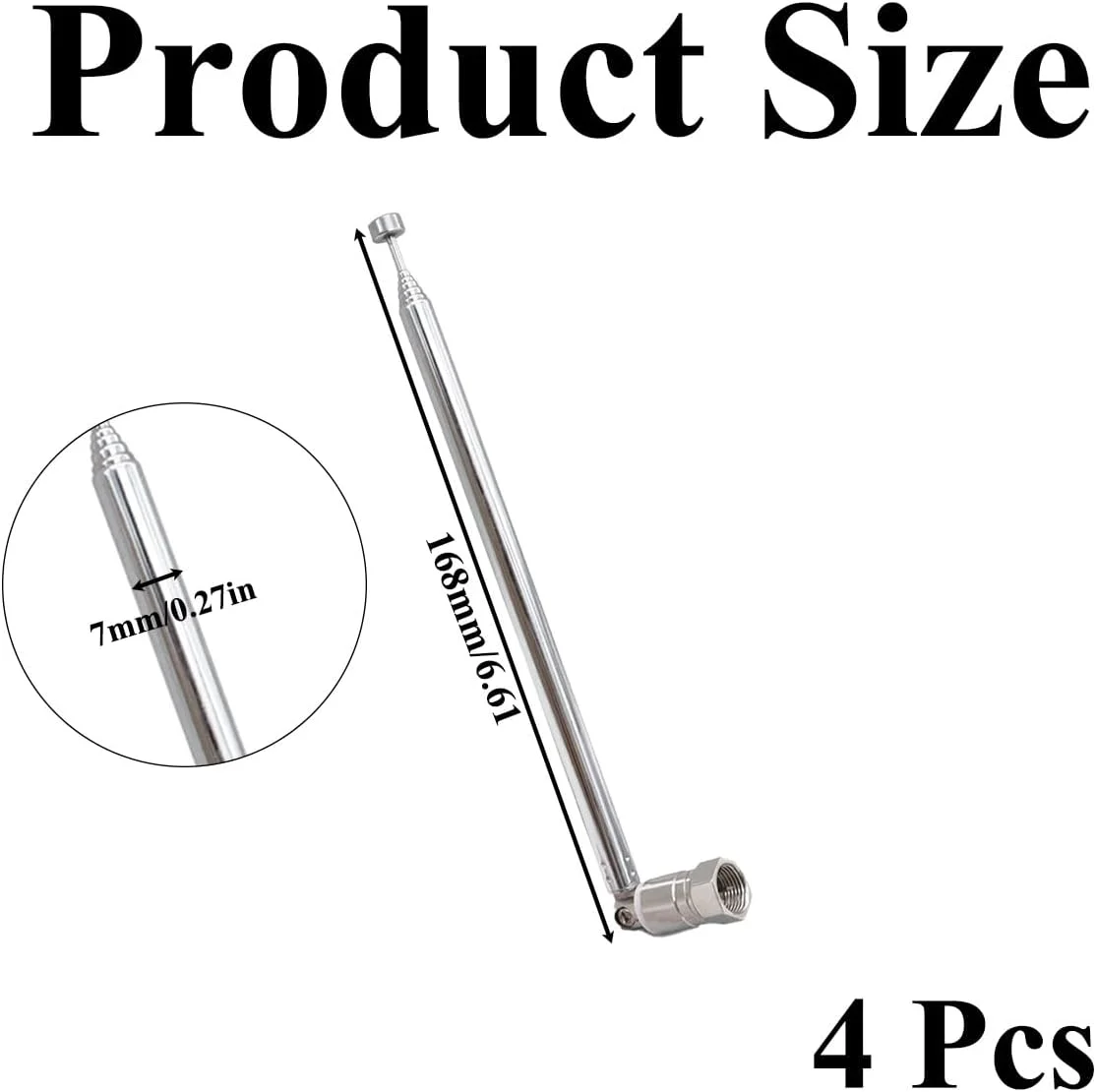 4 عدد آنتن رادیویی، آنتن هوایی رادیو FM فلزی جایگزین تلسکوپی 75 اهم، آنتن هوایی FM داخلی نامتعادل تلسکوپی برای سیستم گیرنده HiFi AV