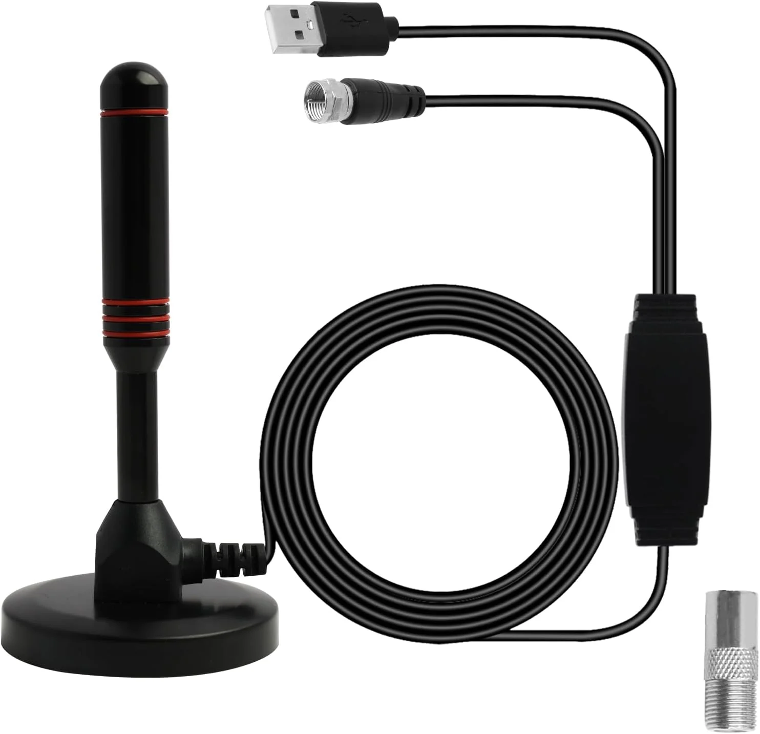 آنتن تلویزیون، آنتن تلویزیون داخلی قابل حمل، آنتن دیجیتال HDTV، با هسته آلومینیومی جامد و پایه مغناطیسی، سازگار با دیجیتال 4K 1080P HD VHF UHF DVB-T2 DVB-T