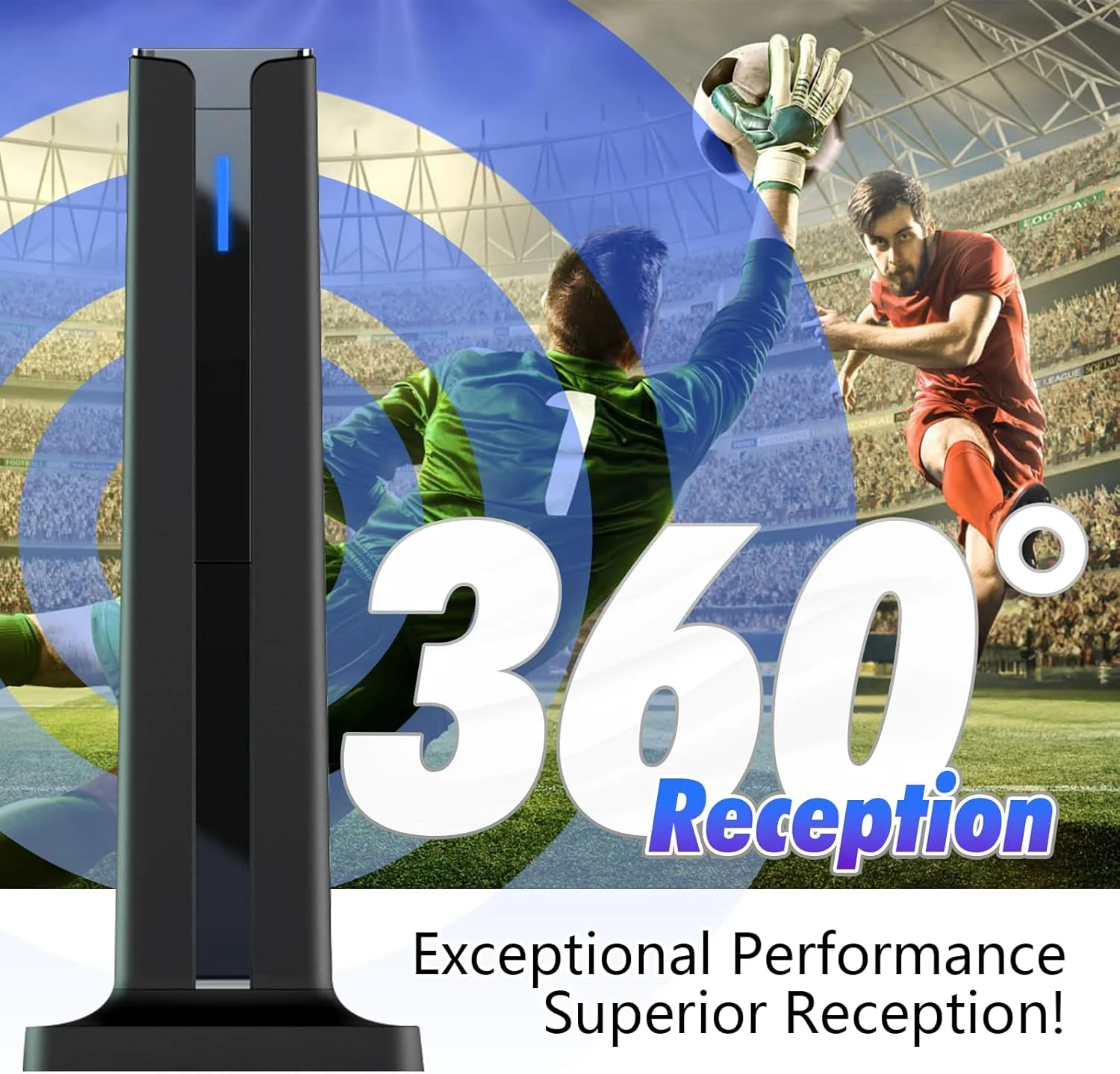 آنتن تلویزیون، آنتن تلویزیون 2024 برای تلویزیون هوشمند داخلی با پایه مغناطیسی قوی، آنتن گیرنده 360 درجه و برد بلند برای کانال های محلی، آنتن با نصب آسان برای تلویزیون بدون کابل