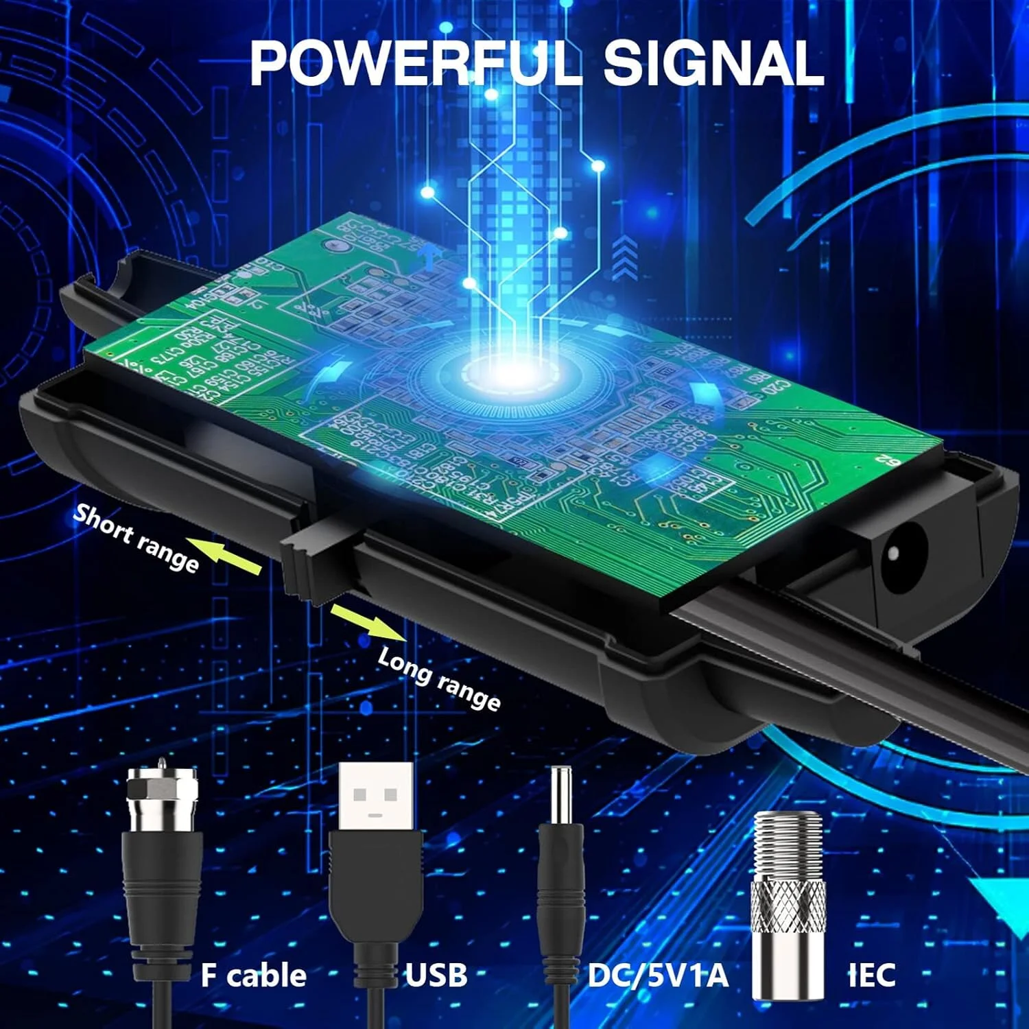 آنتن تلویزیون، آنتن دیجیتال تلویزیون داخلی برای تلویزیون هوشمند، آنتن HDTV، پشتیبانی از دریافت طولانی برد 4K 1080p Fire TV Stick و همه تلویزیون ها، برد طولانی 300 مایل