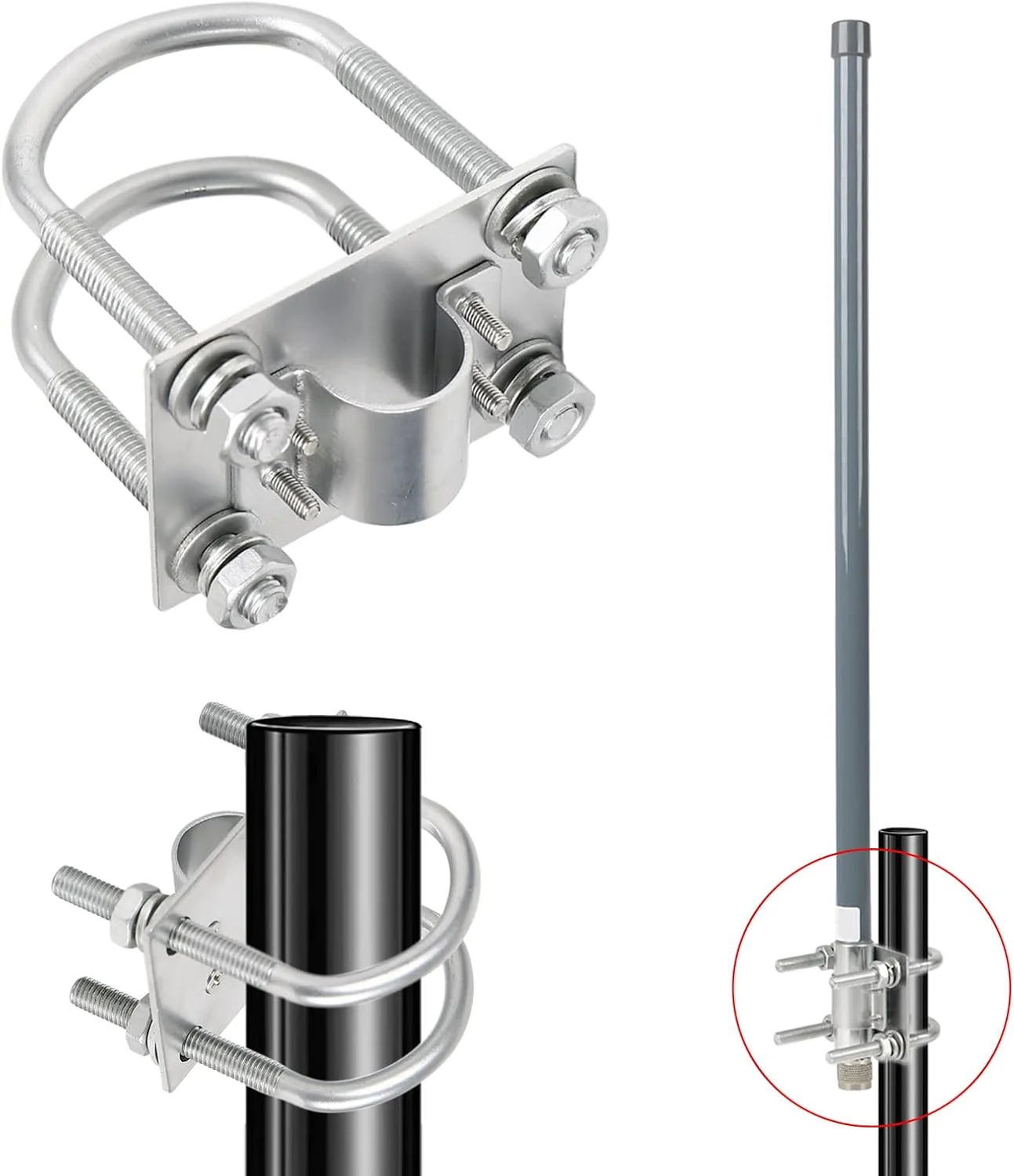 گیره بست دکل آنتن با براکت های U-Bolt، کیت نصب سخت افزار لوله صفحه گیره ضد زنگ M8 برای آنتن لورا، آنتن ماینر هلیوم، آنتن WiFi، آنتن 4G LTE، آنتن تلویزیون