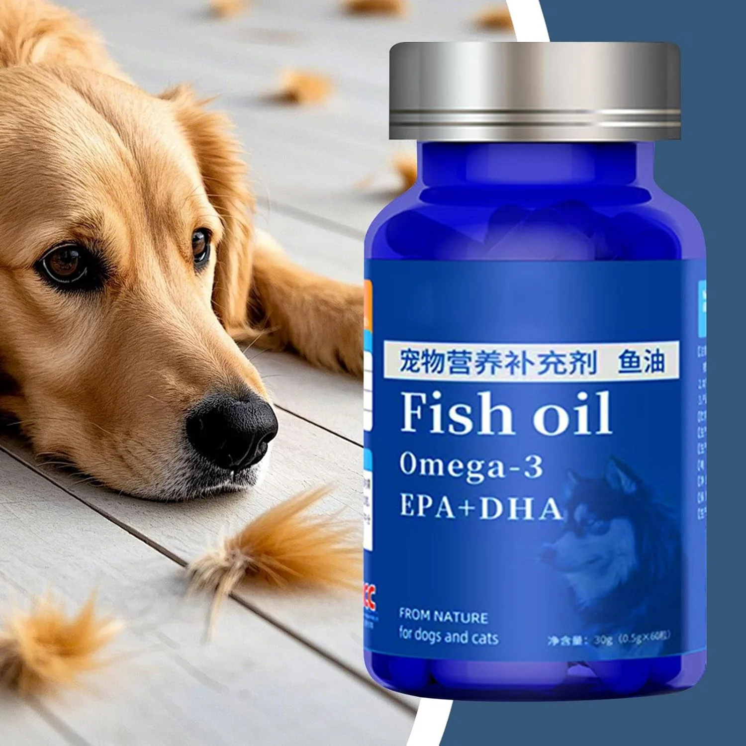 روغن ماهی برای سگ ها - روغن ماهی برای پوست و موی سگ ها، مکمل غذایی تقویت کننده غذای حیوانات خانگی برای حمایت از مفاصل خشک، کاهش خارش و ریزش مو، سلامت پنجه ها