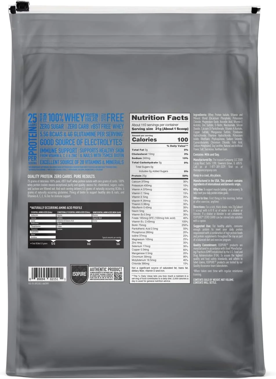 ایزوپیر بدون کربوهیدرات، ویتامین C و زینک برای تقویت سیستم ایمنی، 25 گرم پروتئین، پودر پروتئین مناسب کتو، 100% پروتئین وی ایزوله، طعم: وانیل خامهای، 7.5 پوند (بسته بندی ممکن است متفاوت باشد) ایزوپیر بدون کربوهیدرات، ویتامین C و زینک برای تقویت سیستم ایمنی، 25 گرم پروتئین، پودر پروتئین مناسب کتو، 100% پروتئین وی ایزوله، طعم: وانیل خامهای، 7.5 پوند (بسته بندی ممکن است متفاوت باشد)