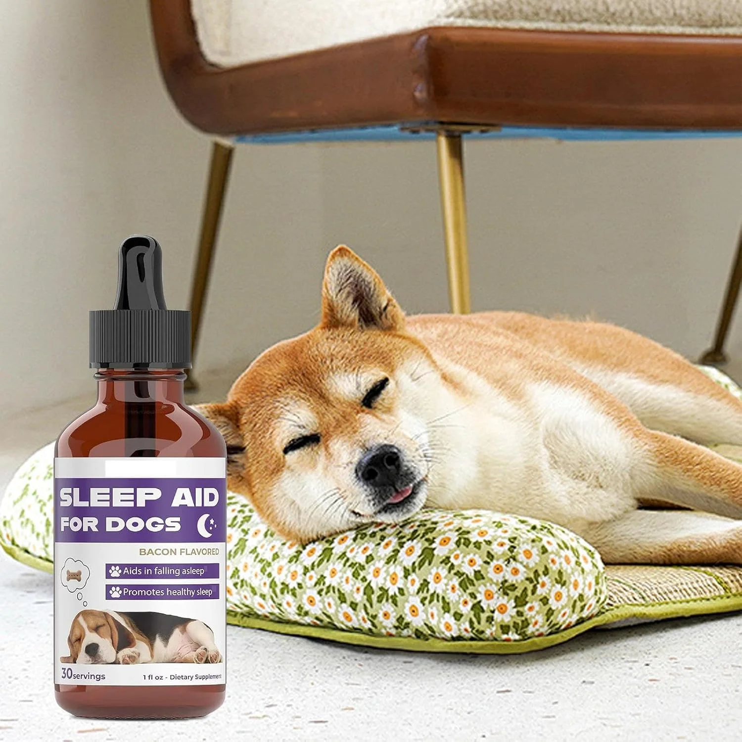 قطره کمک خواب سگ، مکمل آرامش بخش استرس توله سگ، قطره های کمک خواب طبیعی حرفه ای سگ برای آرامش استرس، جدایی، آموزش، مسافرت