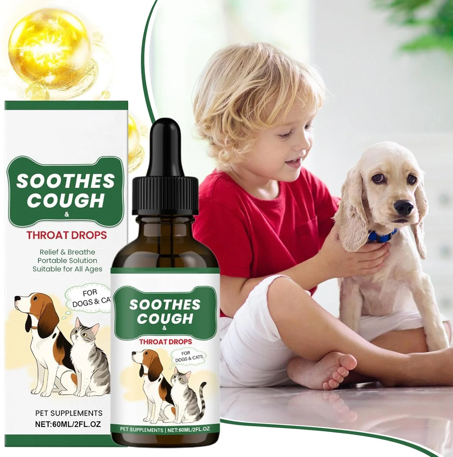 Dog Cough Suppressant | 60ml Cough Supplement,Body Care Health Supports for Daily Routine Morning Intake Evening Period Home Travel After Meals