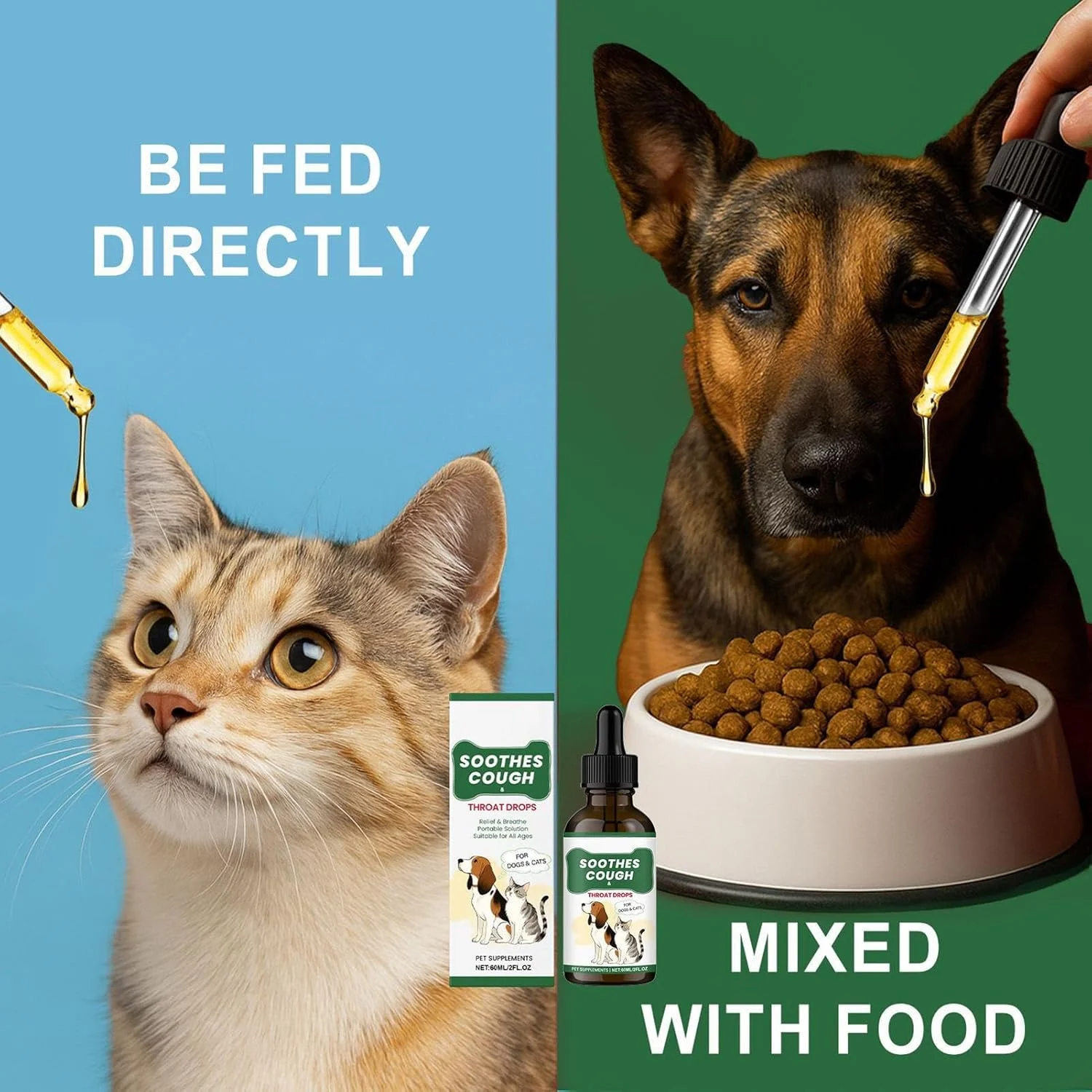 Dog Cough Suppressant,60ml Liquid Supplements | Fast-Absorbing Body Care Liquid for Cats Dogs Morning Intake Evening Period Travel Home After Meals