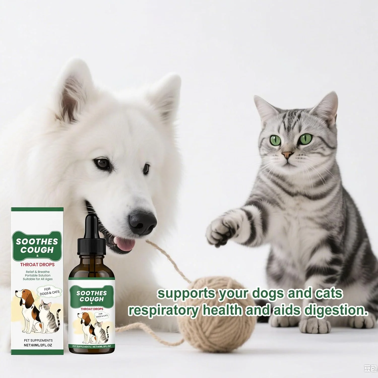 Dog Cough Suppressant | 60ml Drops Supplement,Health Care Fast-Absorbing Liquid for Morning Intake Evening Period After Meals Daily Routine Home Travel