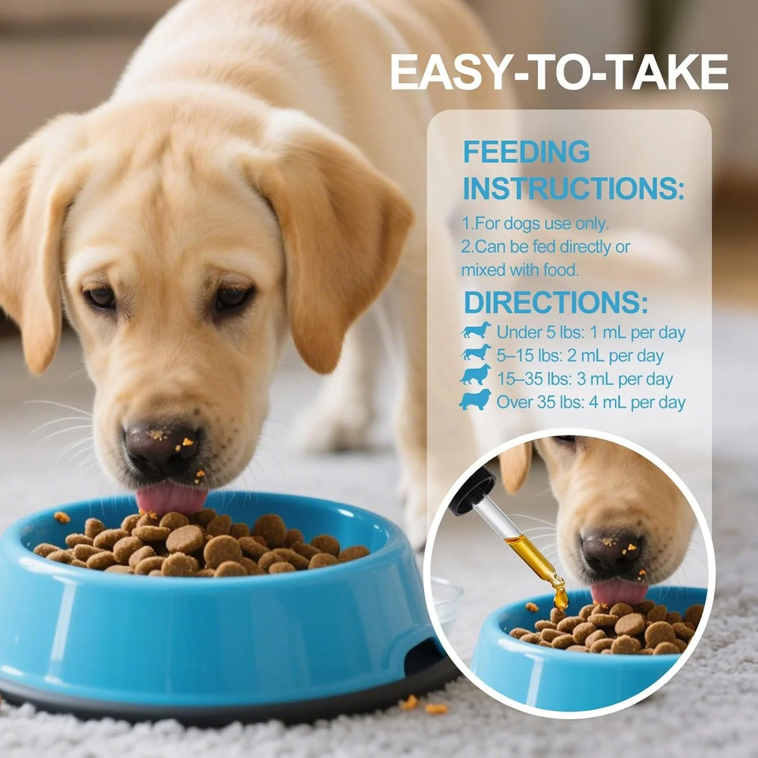 مکمل سگ | قطره مایع 60 میلی لیتر، پشتیبانی از پوست، مراقبت از استخوان مفصل برای سگ های مسن و توله سگ ها، مصرف در منزل بعد از غذا، صبح و عصر