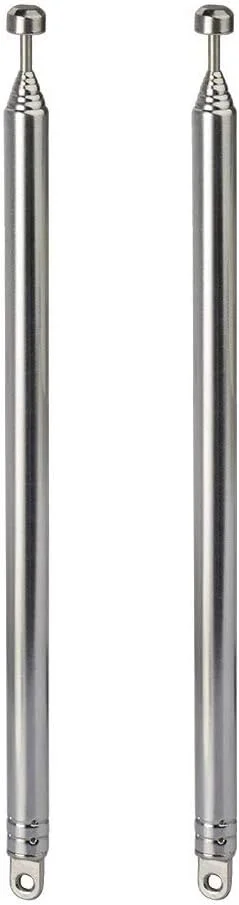 آنتن تلسکوپی 7 قسمتی 74 سانتی متری AM FM، جایگزین آنتن رادیو قابل حمل (بسته 2 عددی)، سازگار با رادیو قابل حمل داخلی، گیرنده استریو خانگی، گیرنده صوتی و تصویری AV، گیرنده سینمای خانگی، تیونر تلویزیون