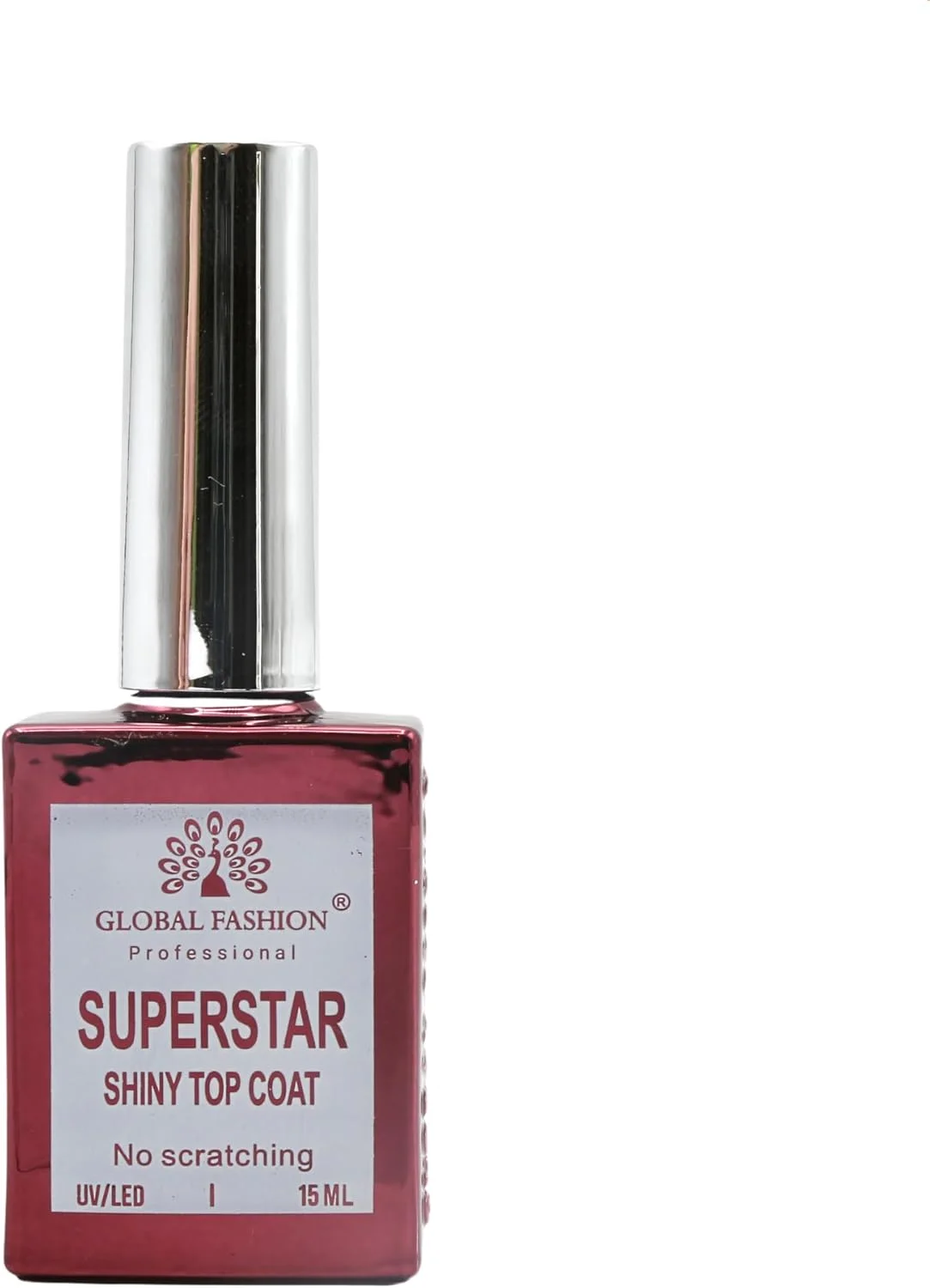 لاک ژل تاپ کت سوپراستار (15 میل) - تقویت و افزایش استحکام ناخن های طبیعی، خشک شدن سریع، درخشش طولانی مدت، ایده آل برای مانیکور ژلی، محافظت در برابر لب پر شدن گلوبال فشن