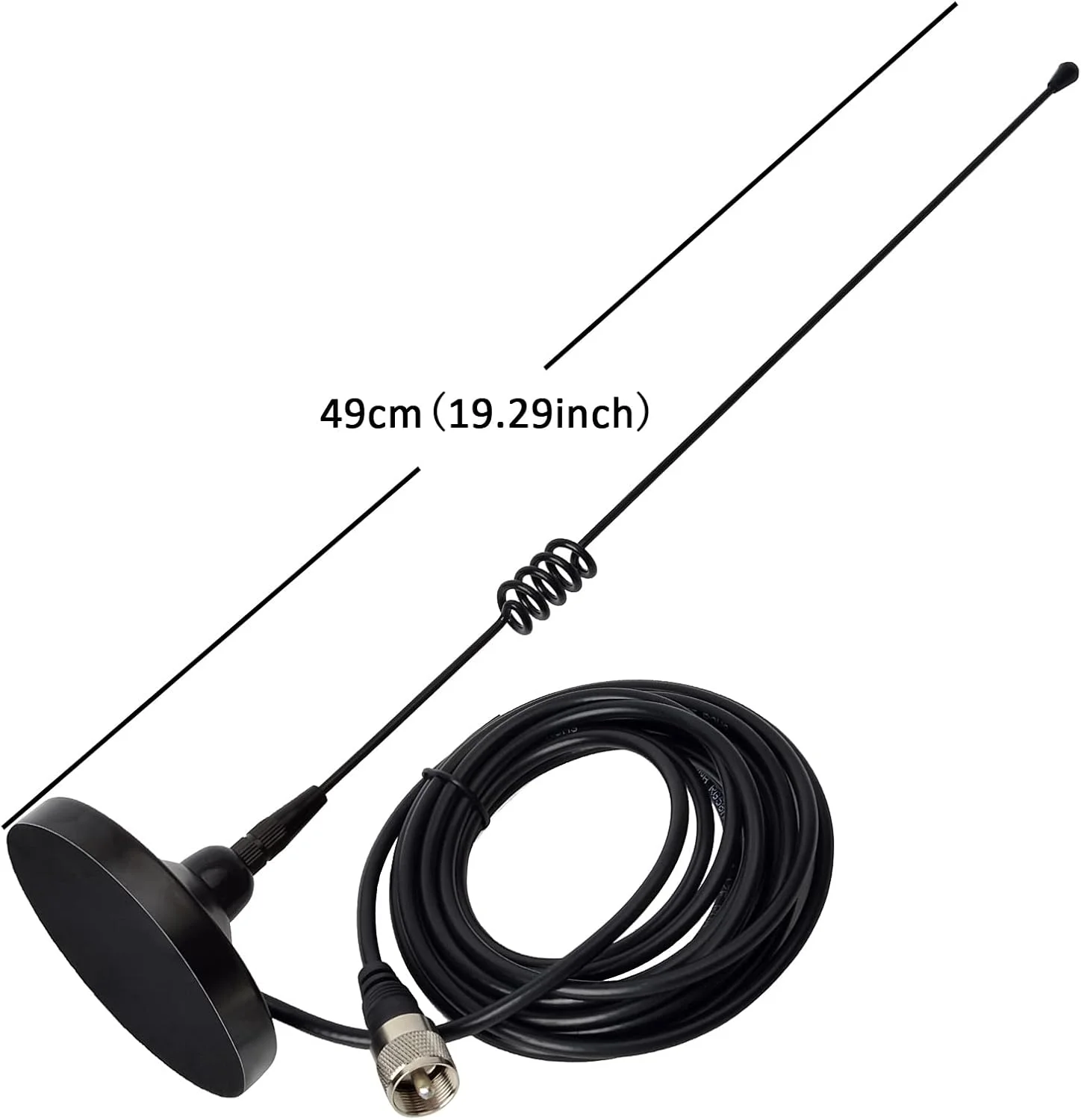 آنتن موبایل آماتور با پایه مغناطیسی HYS، دو بانده VHF 144/UHF 430MHz با کابل کواکسیال 13 فوتی RG58 و اتصال UHF-male/PL259 برای رادیوهای هام موبایل موتورولا کنوود میدلند SO239