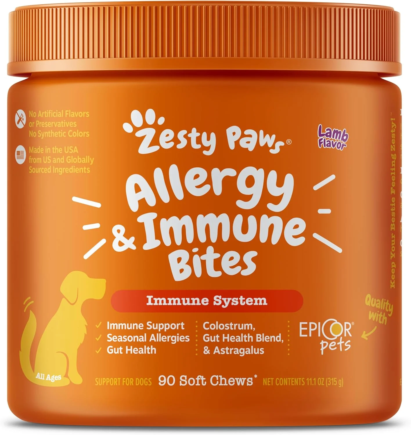 تشویقی سگ Zesty Paws Aller-Immune Bites با طعم بره 90 عددی