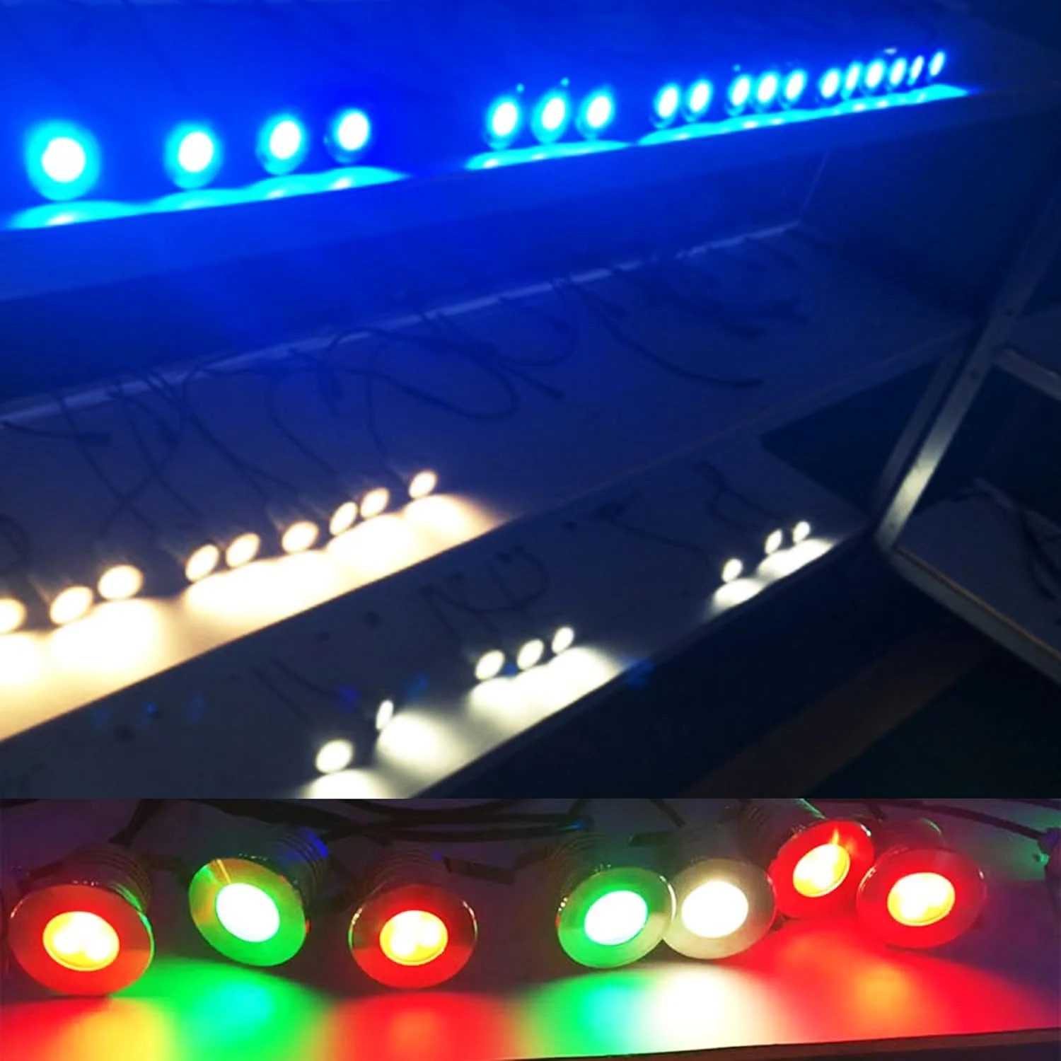 چراغ های استخری LED زیر آبی CNBRIGHTER، 3 وات، 12V-24V DC، ضد آب IP68، آلومینیوم فولاد ضد زنگ، برای استخرهای شنای داخل زمینی، پله ها، حوض ها، فواره ها (آبی)