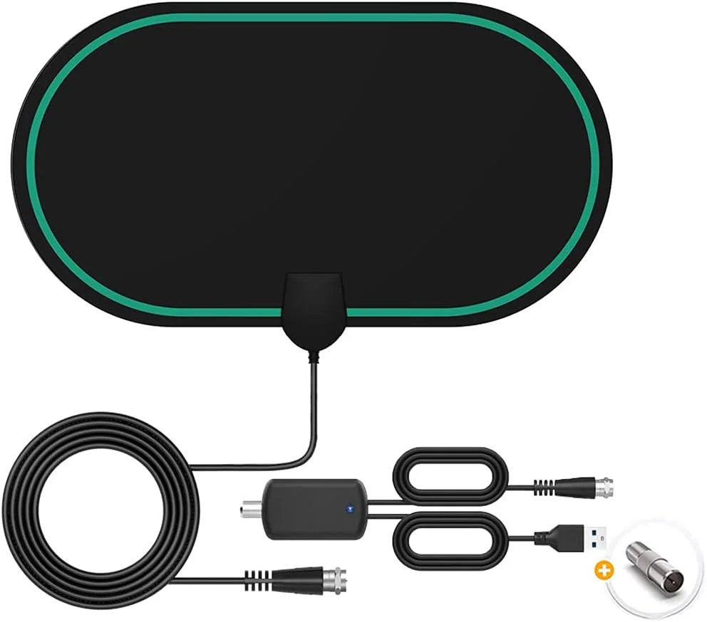 آنتن هوایی داخلی KnuKonceptz TV - آنتن هوایی تلویزیون داخلی تقویت شده با برد بلند 120+، آنتن داخلی تلویزیون سیگنال تقویت کننده برای پشتیبانی از تلویزیون Freeview 1080P HDTV و کابل کواکسیال 13 فوت