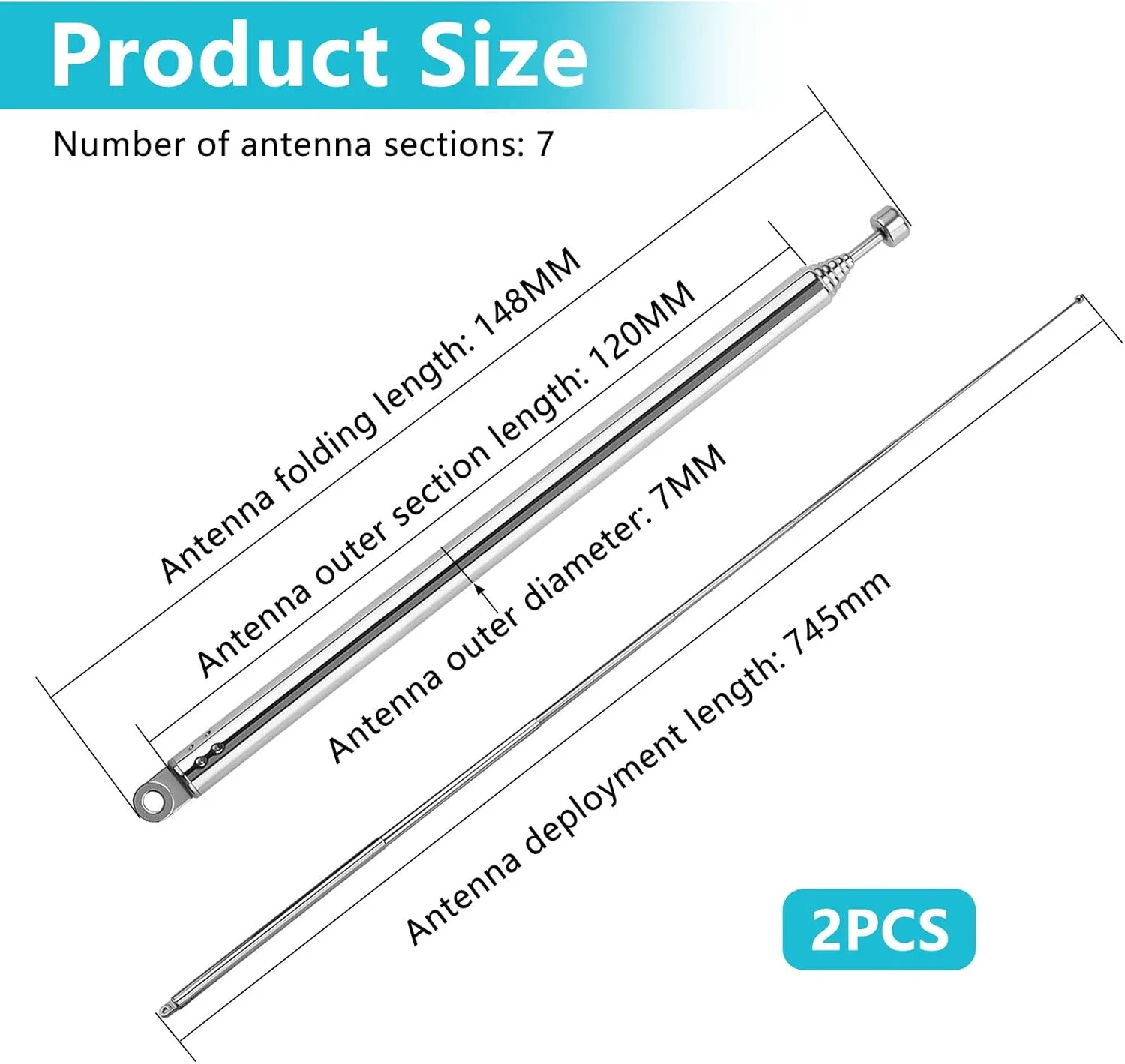 آنتن رادیویی FM کولور، 2 عدد، آنتن تلسکوپی 7 قسمتی، جایگزین آنتن رادیویی تلویزیون قابل حمل برای دریافت استریو DAB AM/FM آنتن رادیویی FM کولور، 2 عدد، آنتن تلسکوپی 7 قسمتی، جایگزین آنتن رادیویی تلویزیون قابل حمل برای دریافت استریو DAB AM/FM