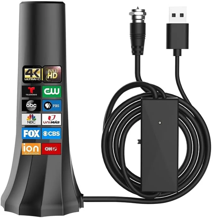 آنتن تلویزیون KLOMIER برای تلویزیون هوشمند، آنتن برای تلویزیون بدون کابل با محدوده پوشش 560+ مایل، تقویت کننده سیگنال تقویت شده از تلویزیون هوشمند و تمام تلویزیون های قدیمی پشتیبانی می کند، با کابل کواکسیال با کارایی بالا.