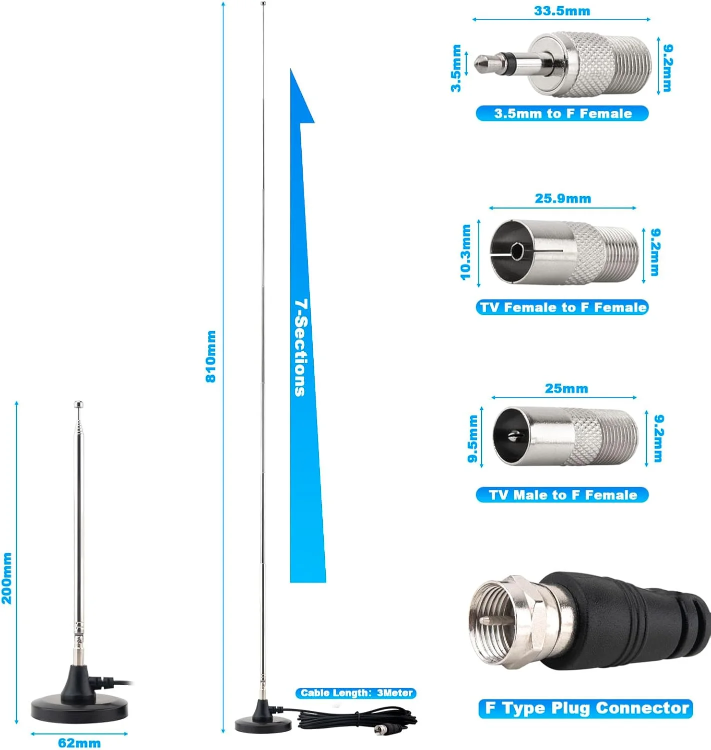 آنتن رادیویی FM با پایه مغناطیسی قوی Kaunosta، آنتن تلسکوپی دیجیتال برای رادیو یاماها، پایونیر، اونکیو، مارانتز، شروود، گیرنده استریو خانگی بلوتوث، تیونر سینمای خانگی صوتی و تصویری AV آنتن رادیویی FM با پایه مغناطیسی قوی Kaunosta، آنتن تلسکوپی دیجیتال برای رادیو یاماها، پایونیر، اونکیو، مارانتز، شروود، گیرنده استریو خانگی بلوتوث، تیونر سینمای خانگی صوتی و تصویری AV