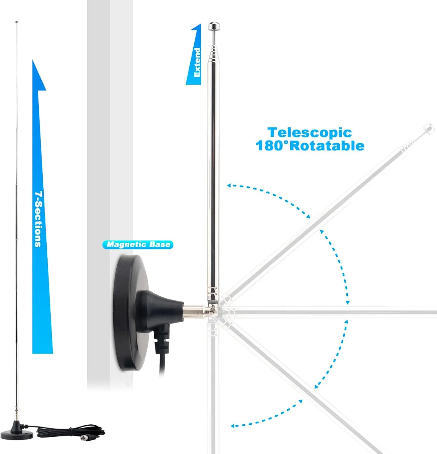 آنتن رادیویی FM با پایه مغناطیسی قوی Kaunosta، آنتن تلسکوپی دیجیتال برای رادیو یاماها، پایونیر، اونکیو، مارانتز، شروود، گیرنده استریو خانگی بلوتوث، تیونر سینمای خانگی صوتی و تصویری AV آنتن رادیویی FM با پایه مغناطیسی قوی Kaunosta، آنتن تلسکوپی دیجیتال برای رادیو یاماها، پایونیر، اونکیو، مارانتز، شروود، گیرنده استریو خانگی بلوتوث، تیونر سینمای خانگی صوتی و تصویری AV