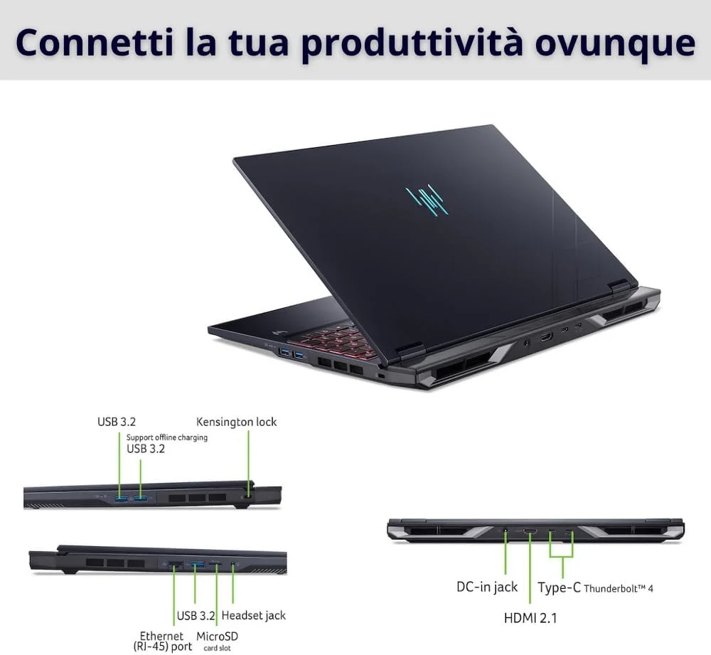 ایسر Predator Helios Neo 16 AI Pc Gaming، نوتبوک گیمینگ Ultra 9 275HX، رم 32 گیگابایت DDR5، اساسدی 1 ترابایت PCIe، نمایشگر 16 اینچ WQXGA 240 هرتز، nVIDIA GeForce RTX 5070 Ti 12GB GDDR7، کیبورد گیمینگ لپتاپ RGB، W11 ایسر Predator Helios Neo 16 AI Pc Gaming، نوتبوک گیمینگ Ultra 9 275HX، رم 32 گیگابایت DDR5، اساسدی 1 ترابایت PCIe، نمایشگر 16 اینچ WQXGA 240 هرتز، nVIDIA GeForce RTX 5070 Ti 12GB GDDR7، کیبورد گیمینگ لپتاپ RGB، W11