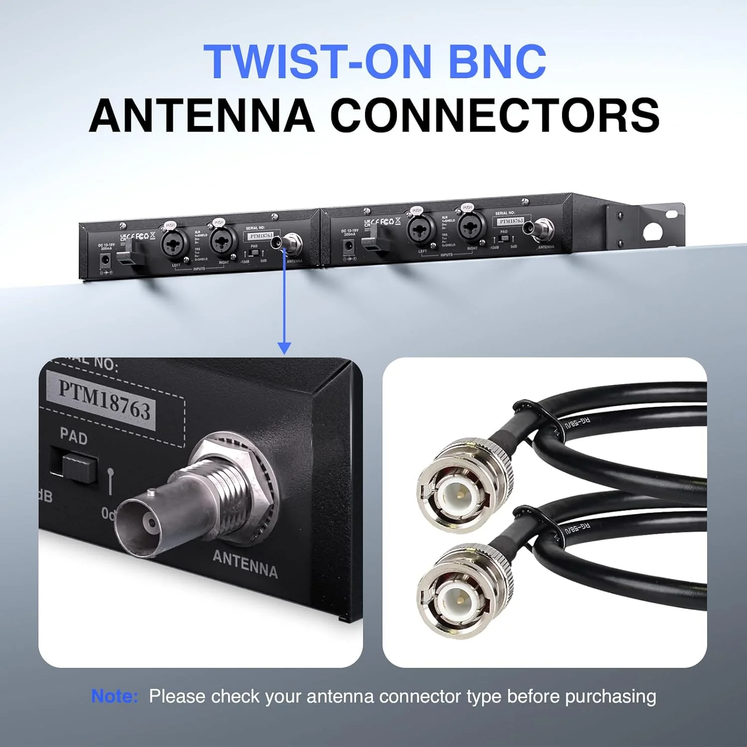 کیت آنتن BNC فنیکس پرو، دو کابل اتصال 50 سانتی متری برای نصب آنتن های جلو، شامل صفحات فلزی رک، مناسب برای سیستم های بی سیم نیم رک (ANTK-HR2A)