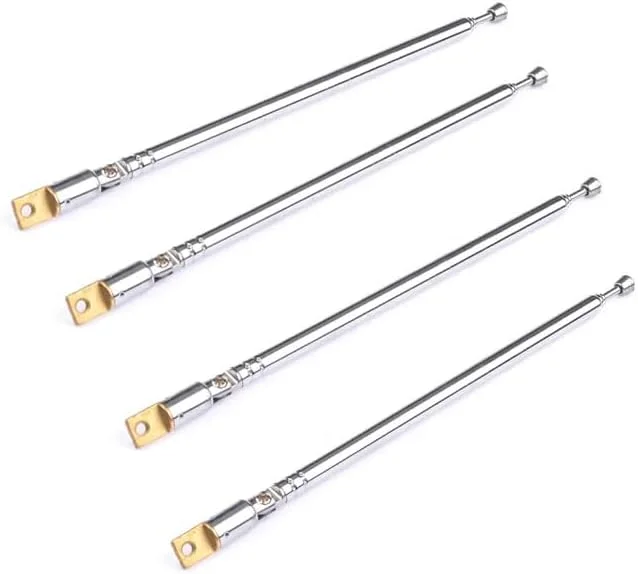 آنتن رادیویی AM FM جهانی، 27 سانتی متر طول، 4 بخش، آنتن رادیویی استیل ضد زنگ برای گیرنده رادیویی AM FM، تلویزیون و غیره، 4 عدد (نقره ای، YP-4-4PCS)