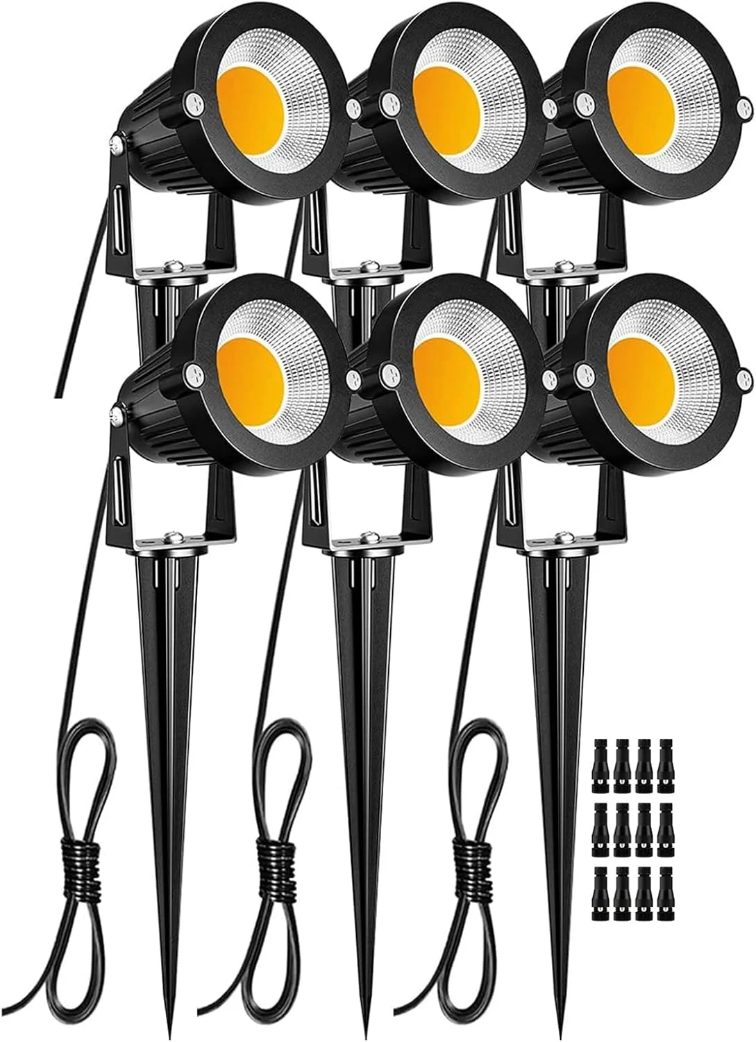 چراغ محوطه ای LED زوکیو 5 وات، 12 ولت 24 ولت، نور باغی ولتاژ پایین، نور تزئینی فضای باز COB، چراغ های محوطه ای، روشنایی ولتاژ پایین برای پاسیو، باغ، مسیر، سفید گرم، 6 عددی
