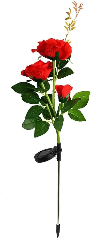 فانوس رز خورشیدی YARNOW برای روشنایی فضای باز، چراغ تزئینی ضد آب برای مسیرهای باغ، پاسیو، عروسی ها و مهمانی ها - قرمز