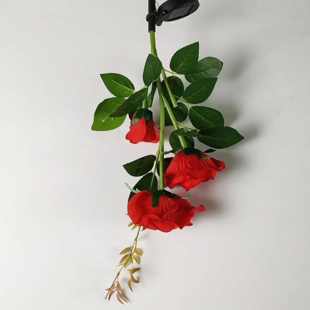 فانوس رز خورشیدی YARNOW برای روشنایی فضای باز، چراغ تزئینی ضد آب برای مسیرهای باغ، پاسیو، عروسی ها و مهمانی ها - قرمز