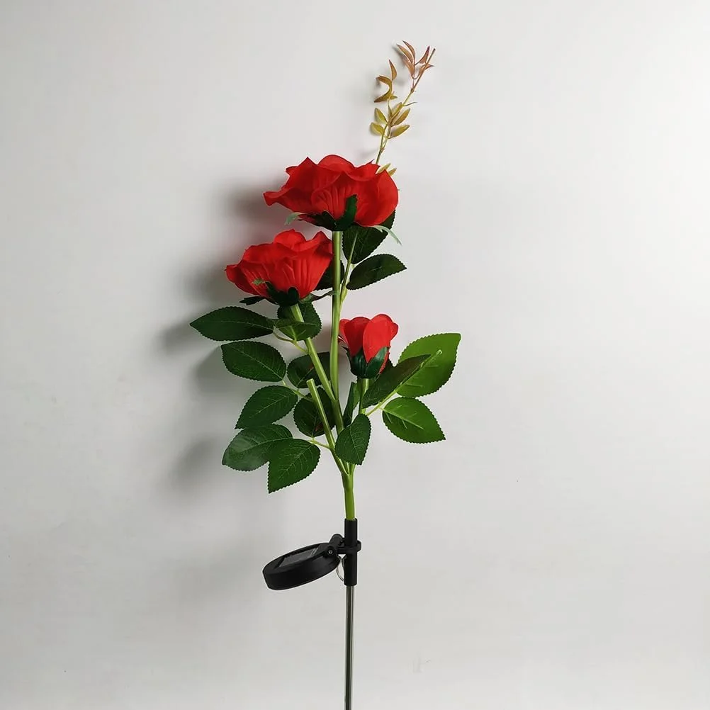 فانوس رز خورشیدی YARNOW برای روشنایی فضای باز، چراغ تزئینی ضد آب برای مسیرهای باغ، پاسیو، عروسی ها و مهمانی ها - قرمز